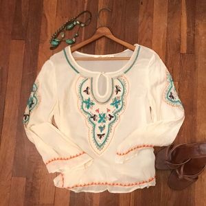 Embroidered Peasant Top
